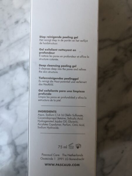 Pascaud peeling, Pascaud Salicyl Exfoliator ingrediënten, Pascaud Salicyl Exfoliator inci